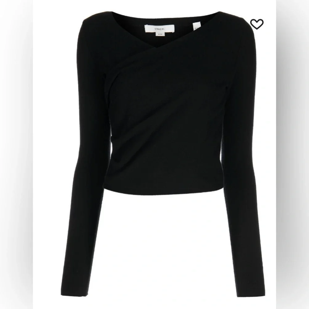 Vince Cashmere Wrap Front V-neck pullover Sweater in Black L